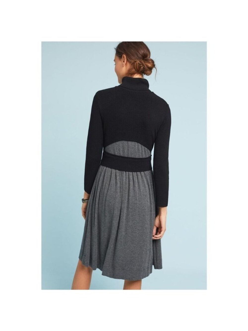 NEW $158 Anthropologie Moth Ballet Ribbed Knit Turtleneck Sweater Dress Medium M